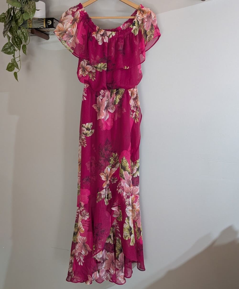 Express | Floral Off Shoulder Faux Wrap Dress | XS